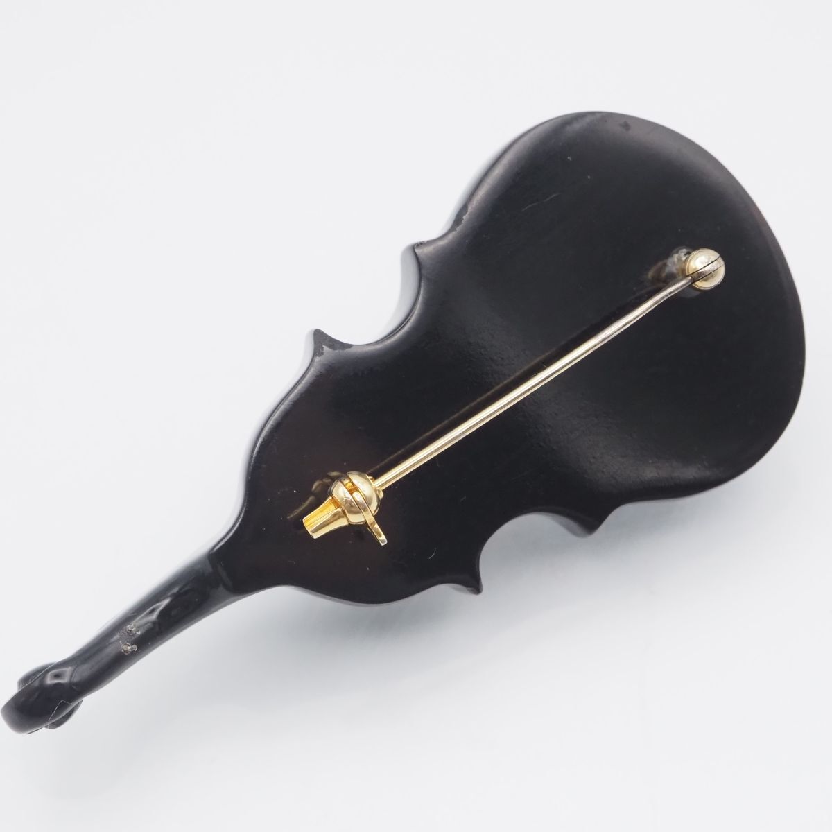 J256 鼈甲 べっ甲 螺鈿 ブローチ バイオリン デザイン - メルカリ