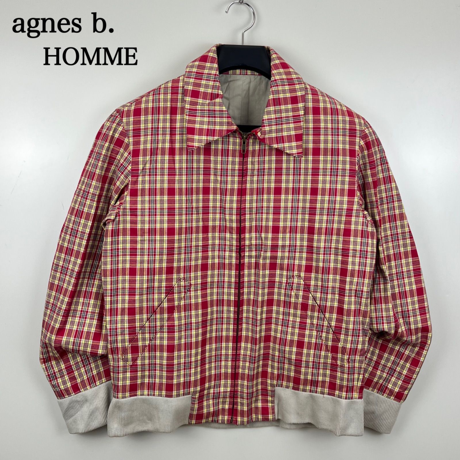 agnes b. HOMME 90s Slovaquie archive plaid cotton jacket 46 M アニエスべー スロバキア製 コットンチェック ブルゾン スウィングトップ ジャケット アーカイブ 希少