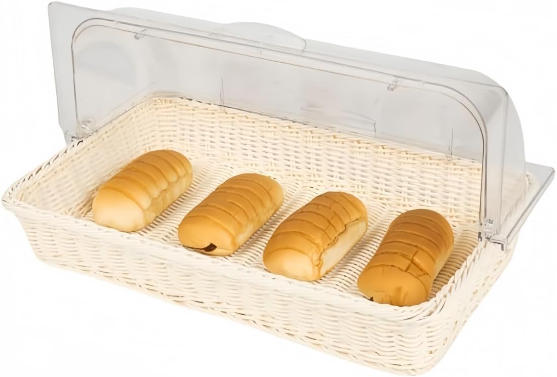 推薦 ブレッドバスケット 食パンケース パンかご フードカバー ブレッドケース 蓋付き 透明 お菓子 果物 デザート チーズ ケーキ クッキー収納バスケット キッチン収納 プラスチック製蓋付き パーティー ビュッフェ用 53 33 30 cm