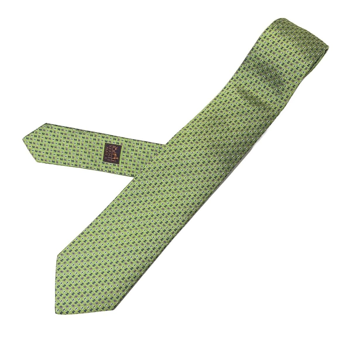 HERMES エルメス ネクタイ ショップ 黄緑 美品 エルメス ネクタイ 黄緑