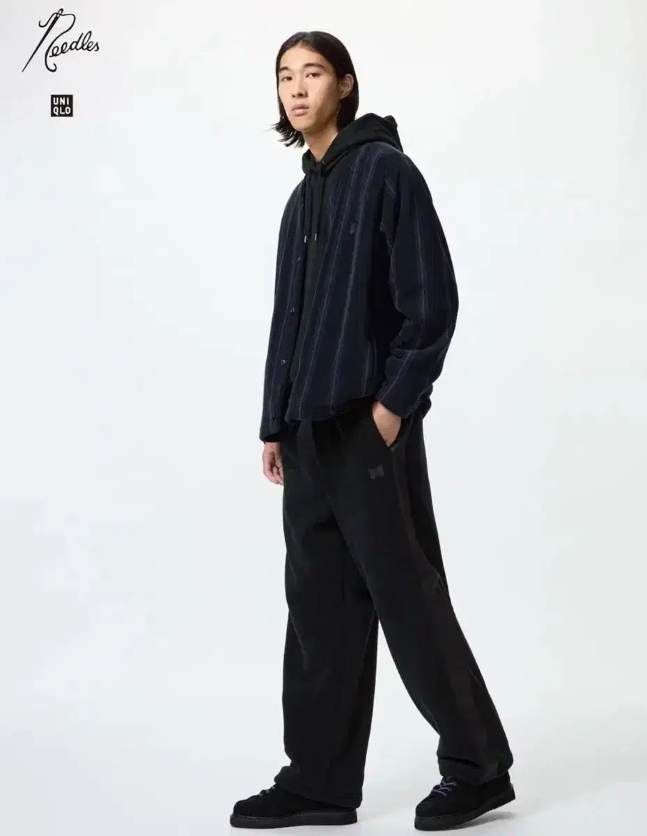 ユニクロ NEEDLES フリース ワイドパンツ ブラック M