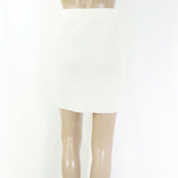 80%OFF エリザベッタフランキ FRANCHI スカート 40 ESK 712 Sサイズ ホワイト レディース ニットスカート タイトスカート ゴールドボタン