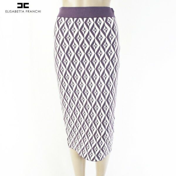 新品 エリザベッタフランキ ニットスカート 42 ESK714 Mサイズ 膝下丈 80%OFF 新品 ショップ エリザベッタフランキ ELISABETTA FRANCHI