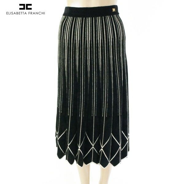 80 OFF エリザベッタフランキ FRANCHI スカート 40 ESK 715 Sサイズ ブラック レディース ニットスカート イタリア製
