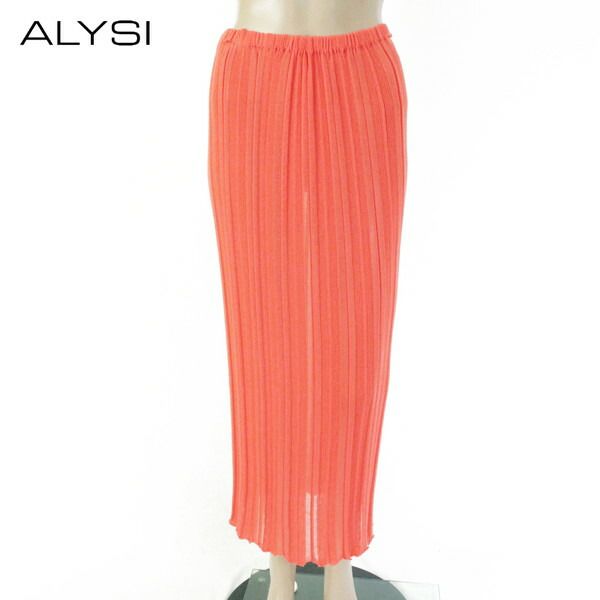 80%OFF 訳あり アリジ ALYSI スカート S ESK 716 Sサイズ オレンジ レディース ニットスカート ロングスカート コットンニット イタリア製