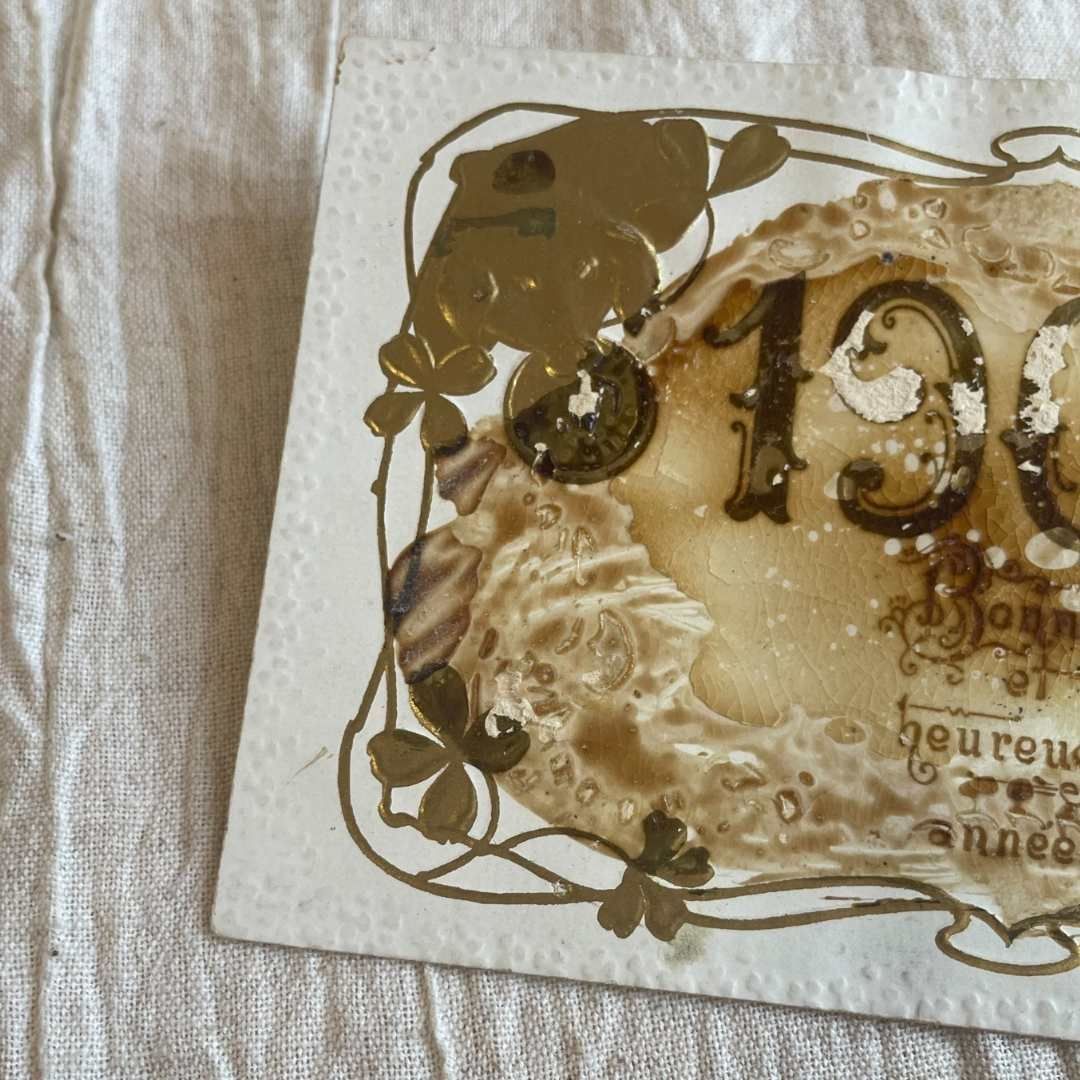 新着】アンティーク ポストカード フランス直輸入 1906年 クローバー