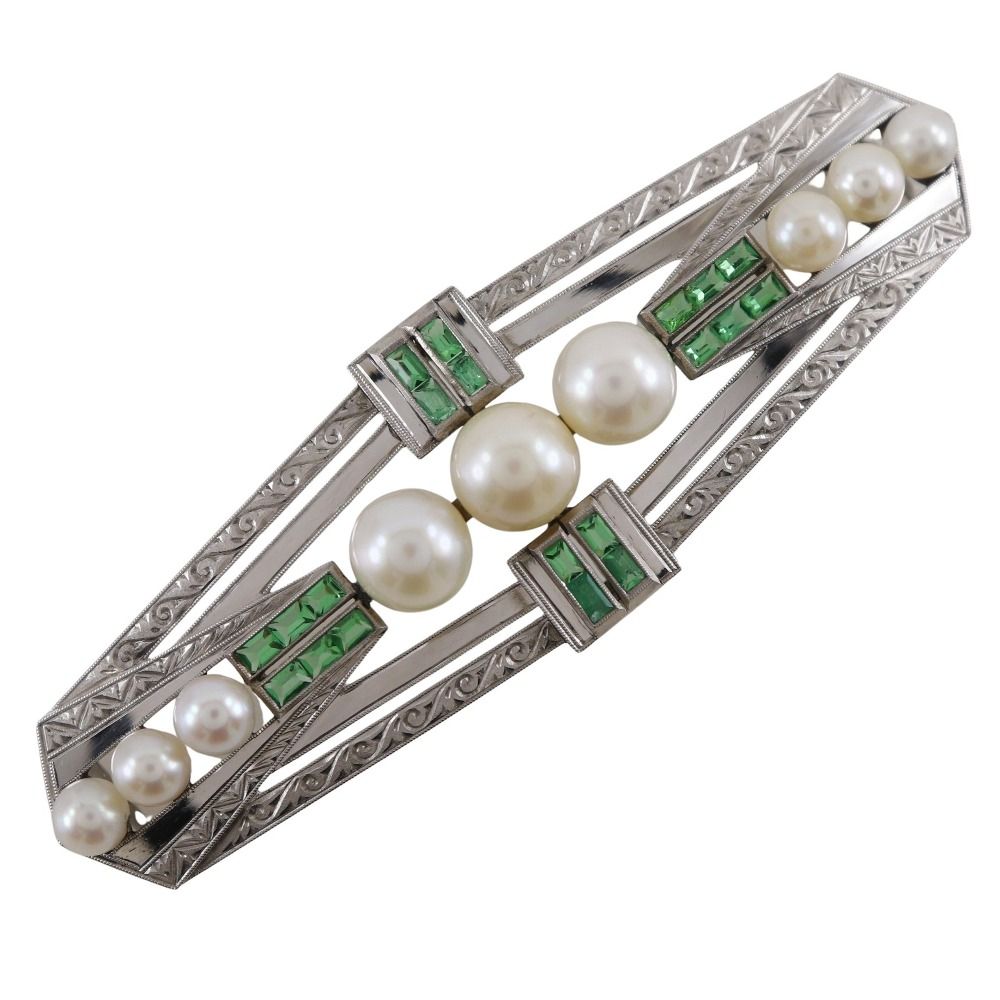 真珠 真珠×ニッケル レディース 帯留め