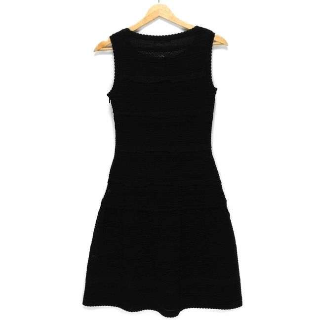 Rene ルネ ワンピース サイズ34 S レディース 黒 クルーネック ノースリーブ ひざ丈 レース