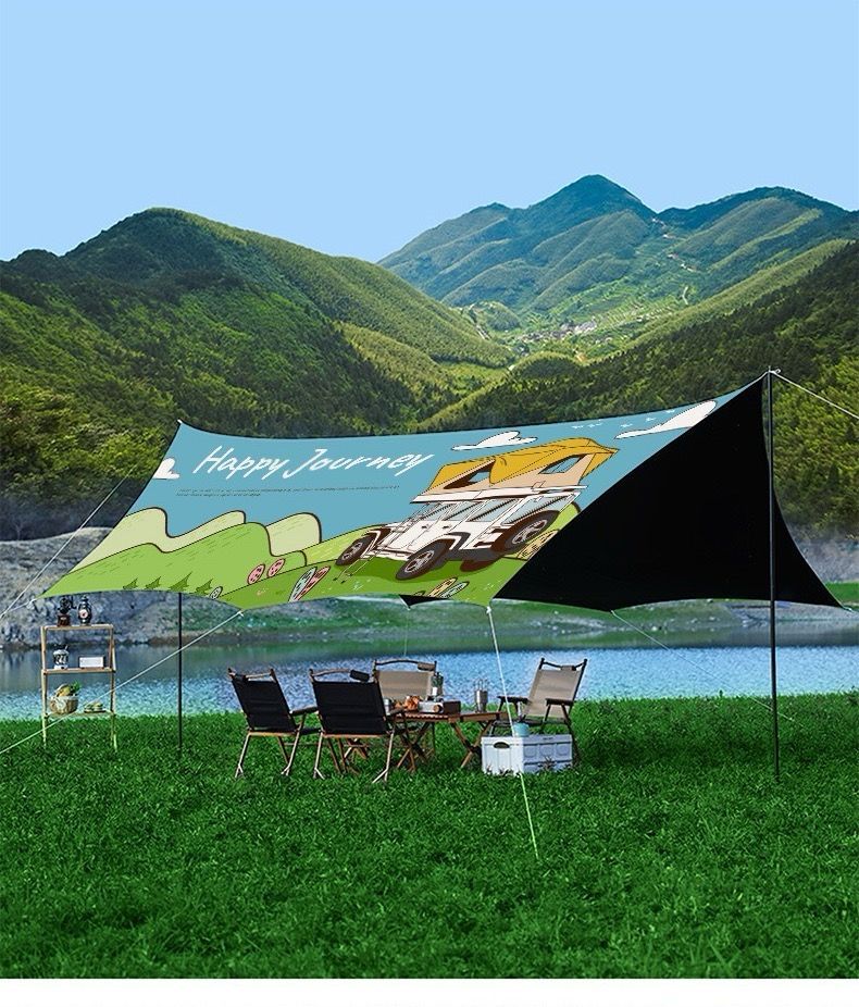 大好評 タープテント m キャンプ タープ 八角形可愛いプリント 紫外線カット UPF 50 日除け 210 Dオックスフォード 防水指数1000 mm サンシェルター 天幕 シェ