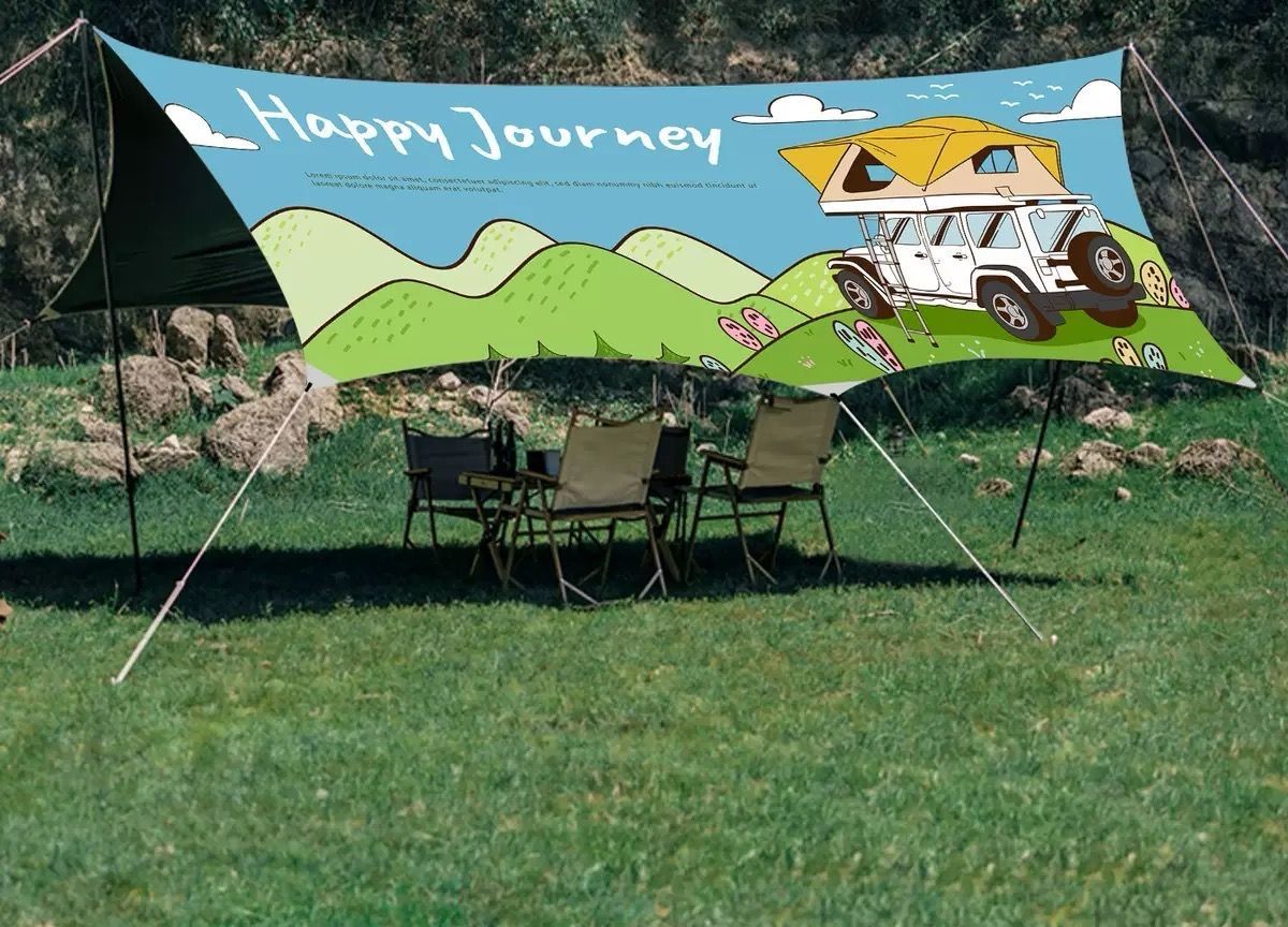 大好評 タープテント m キャンプ タープ 八角形可愛いプリント 紫外線カット UPF 50 日除け 210 Dオックスフォード 防水指数1000 mm サンシェルター 天幕 シェ