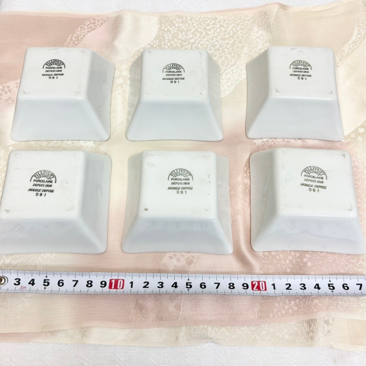 266 PILLIVUYT スクエア ディープディッシュ 8cm 四角 皿 6枚セット