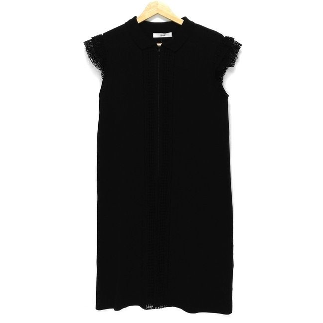Rene ルネ ワンピース サイズ36 S レディース - 黒 半袖 ひざ丈 レース ジップアップ