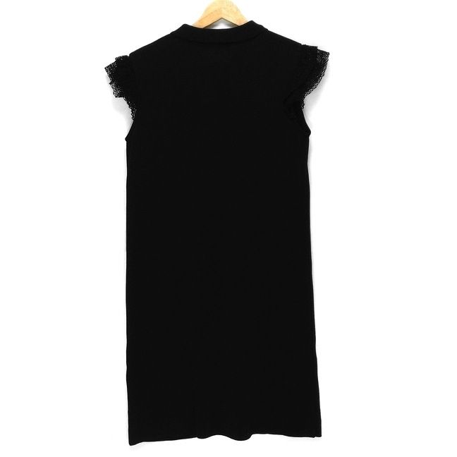 Rene ルネ ワンピース サイズ36 S レディース 黒 半袖 ひざ丈 レース ジップアップ