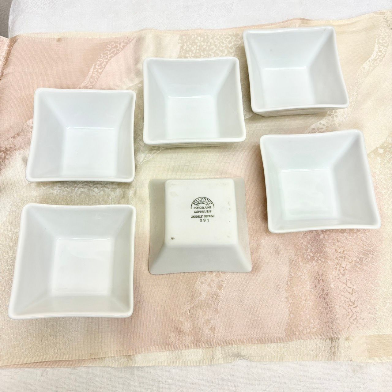 266 PILLIVUYT スクエア ディープディッシュ 8cm 四角 皿 6枚セット
