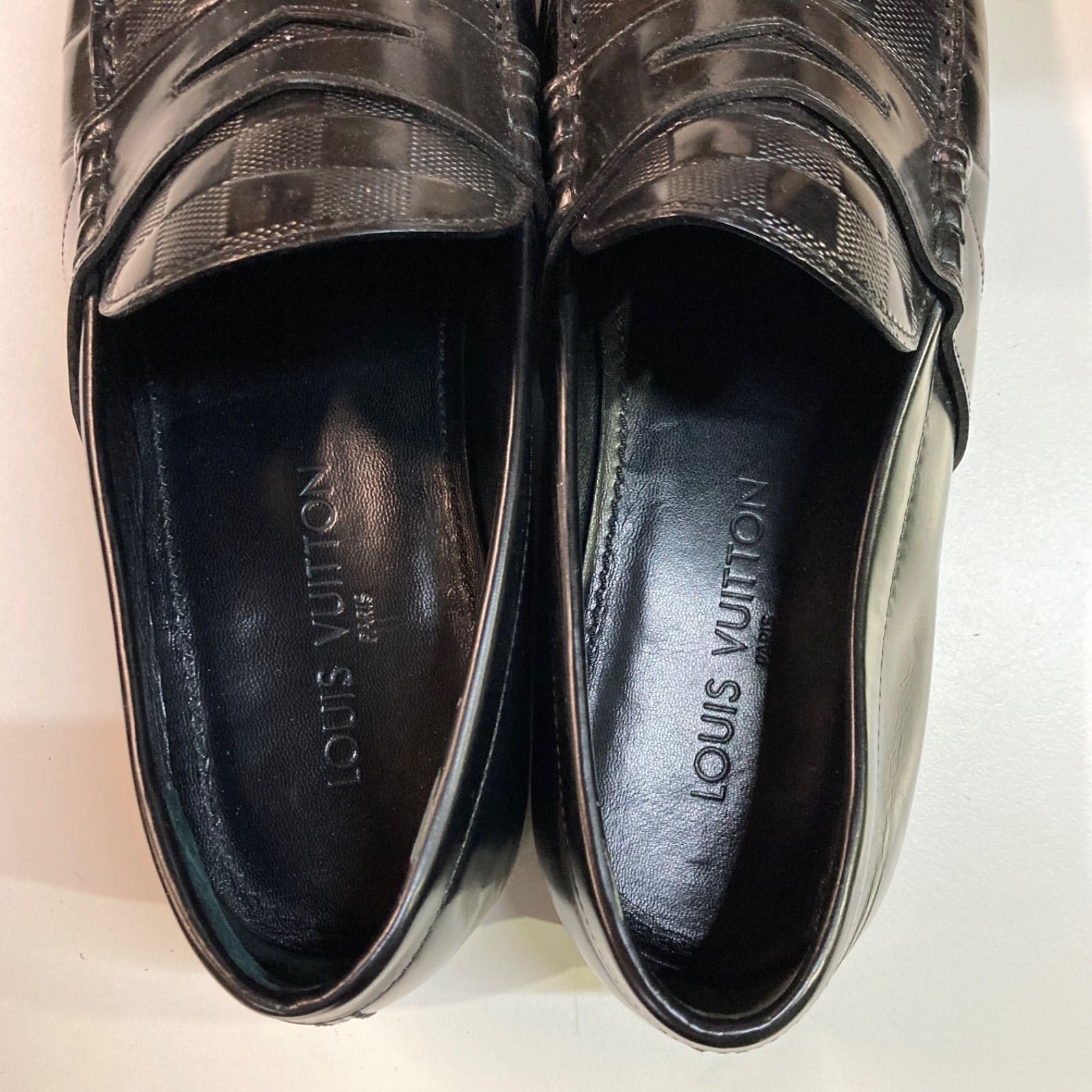 LOUIS VUITTON 9 1/2 ダミエ 27.5cm ドレスシューズ ブラック レザー