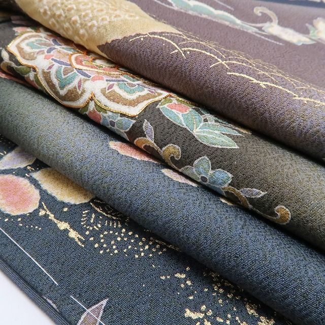 ❁tomihisa❁新品 金駒刺繍 落款 着物 正絹 仕付け糸付“歓びを歌い華を