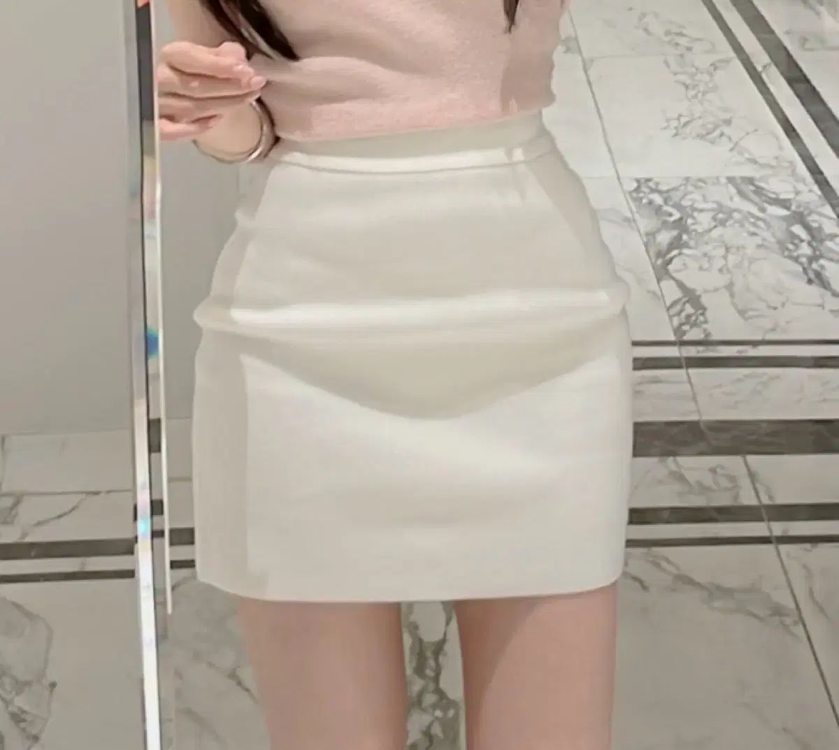 ミエル ウエスト強調 しっかり素材 LINE ニットスカート