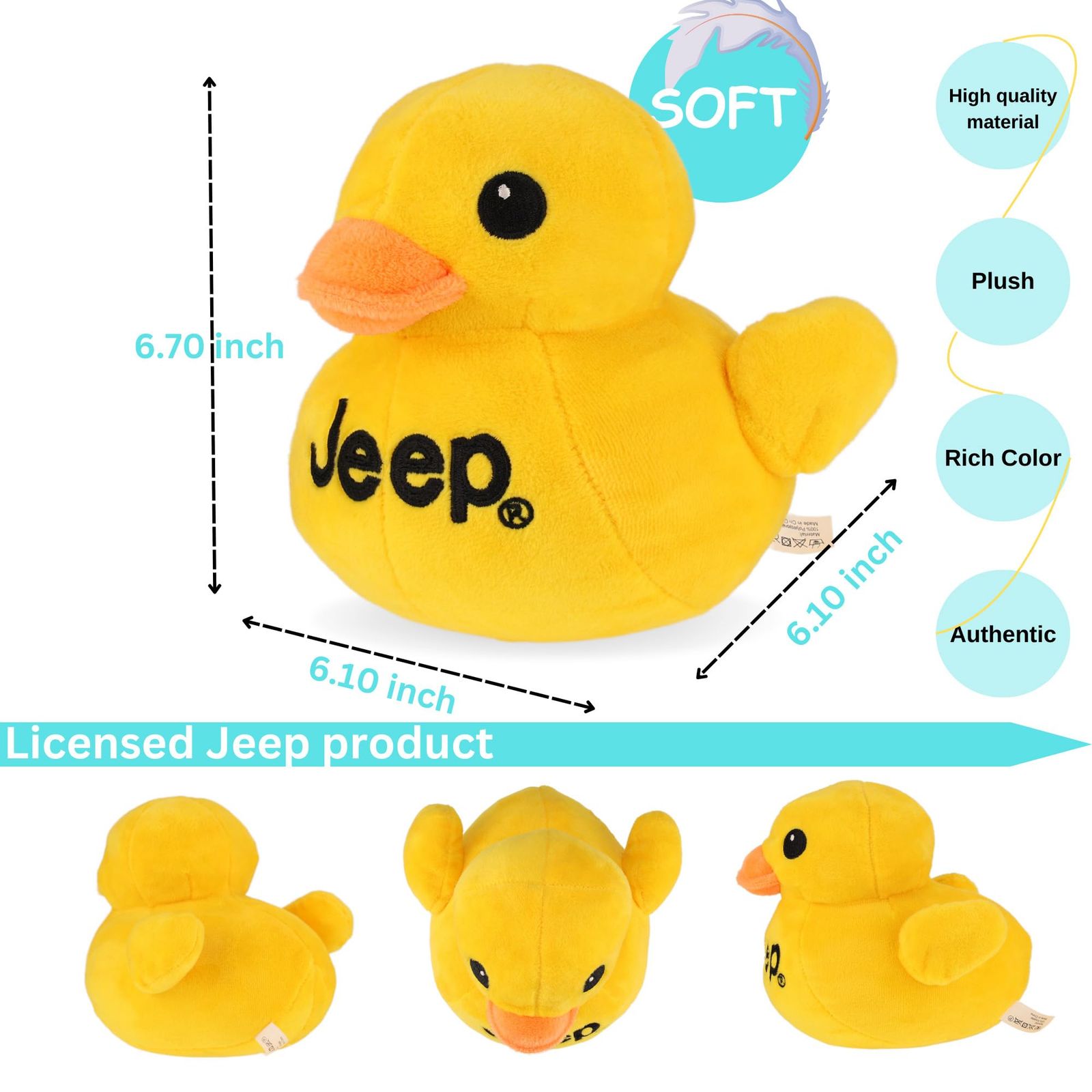 Jeep テキスト ロゴ ぬいぐるみ アヒルのぬいぐるみ オレンジ - 完璧な