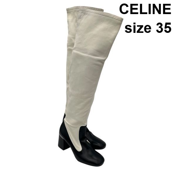 ○□ セリーヌ CELINE ロングブーツ バイカラー ニーハイ サイハイ