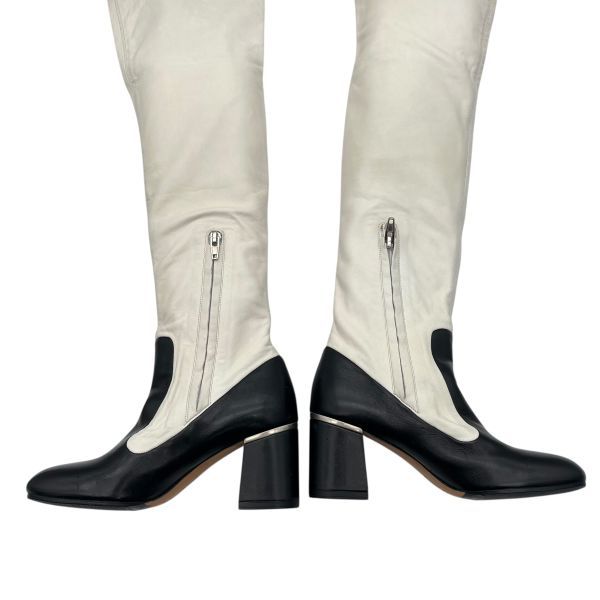 ○□ セリーヌ CELINE ロングブーツ バイカラー ニーハイ サイハイ