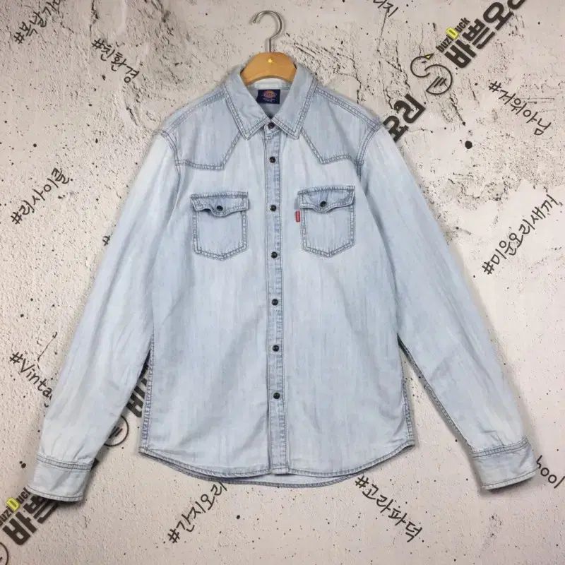 ディッキーズ ポケット ウォッシュド デニム シャツ ライトブルー LARGE 1100373