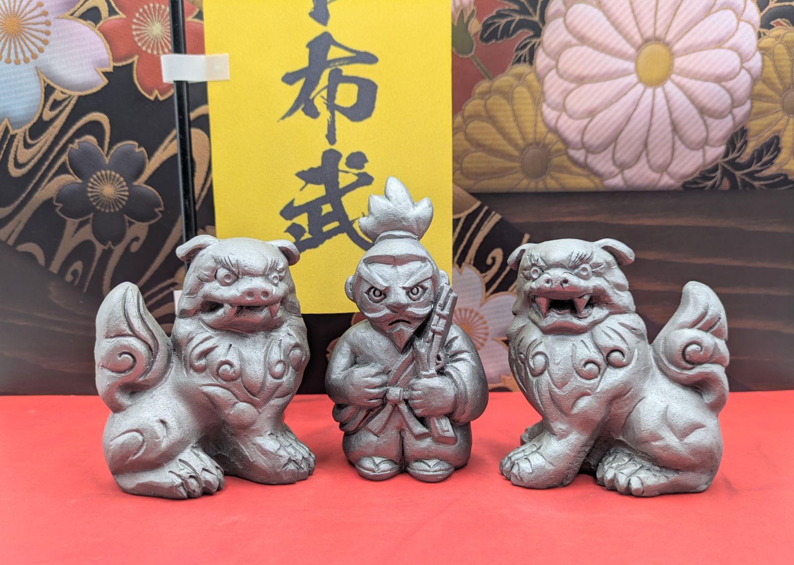 織田信長 シーサー ペア 瓦焼き 2種3個セット 置物 瓦焼 縁起物 沖縄 置物 瓦焼 お守り 狛犬