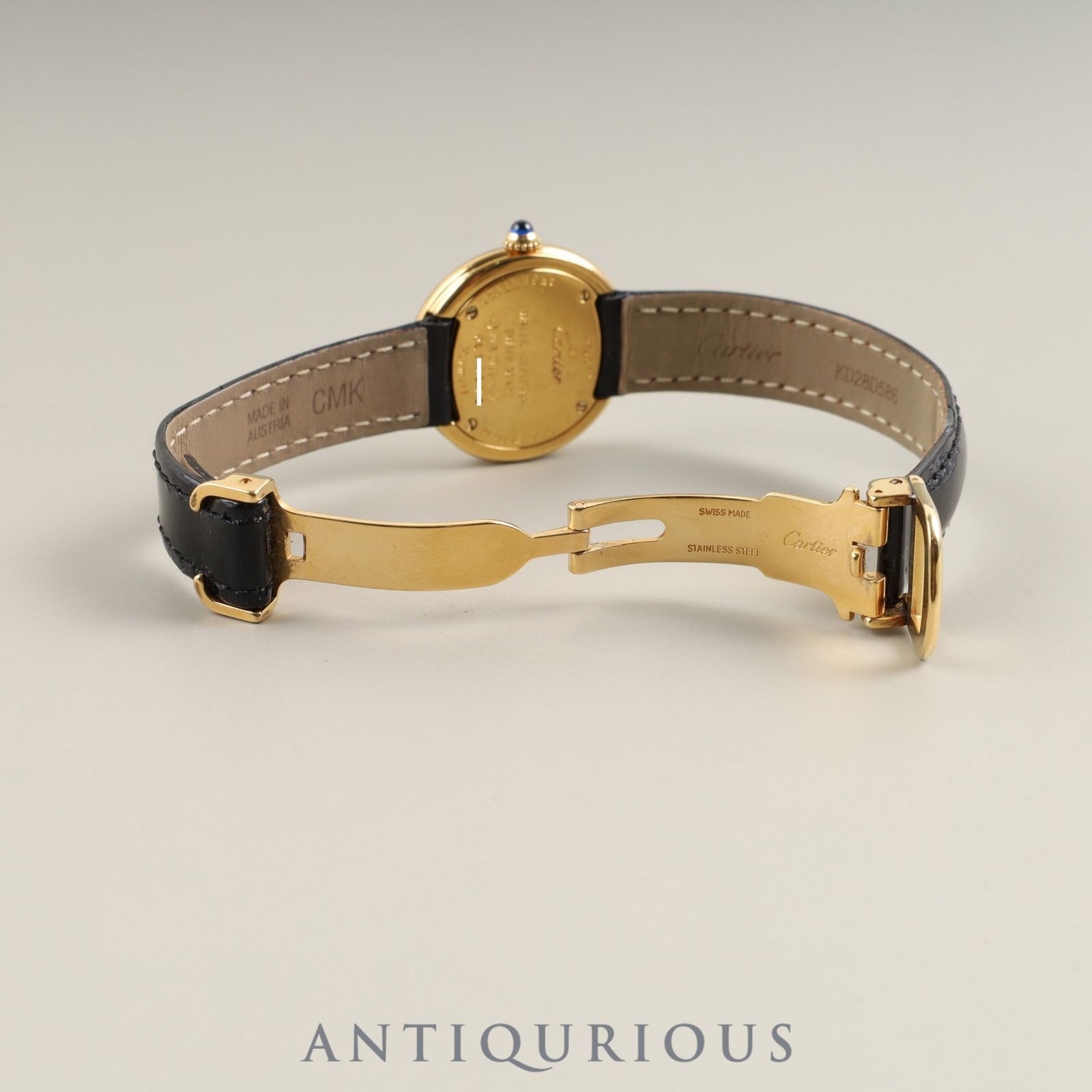  カルティエ マストトリニティ 2735 クォーツ Cal 157 06 SV 925 革ベルト Dバックル GP シルバーローマン文字盤 オーバーホール済み 腕時計(クォーツ) 腕時計(アナログ)