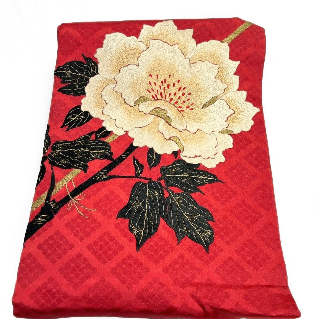 未着用　花菱　花紋　金糸　名古屋帯　着物　032a p 名古屋帯 アンティーク 刺繍 牡丹 花菱 着物 114b p ms - メルカリ