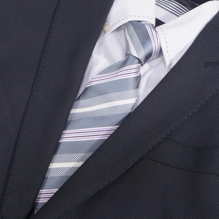 ニューヨーカー NEWYORKER シルク ストライプ柄 ネクタイ グレー系