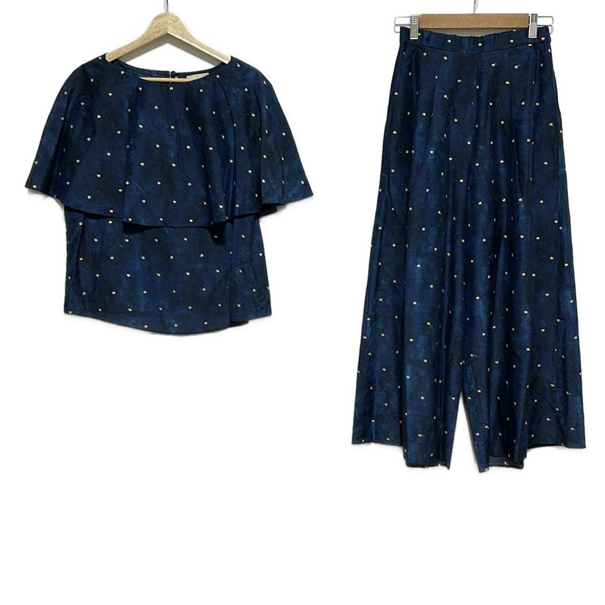 Sybilla シビラ レディースパンツセットアップ レディース - ブルーグリーン×ゴールド×マルチ ウエストゴム