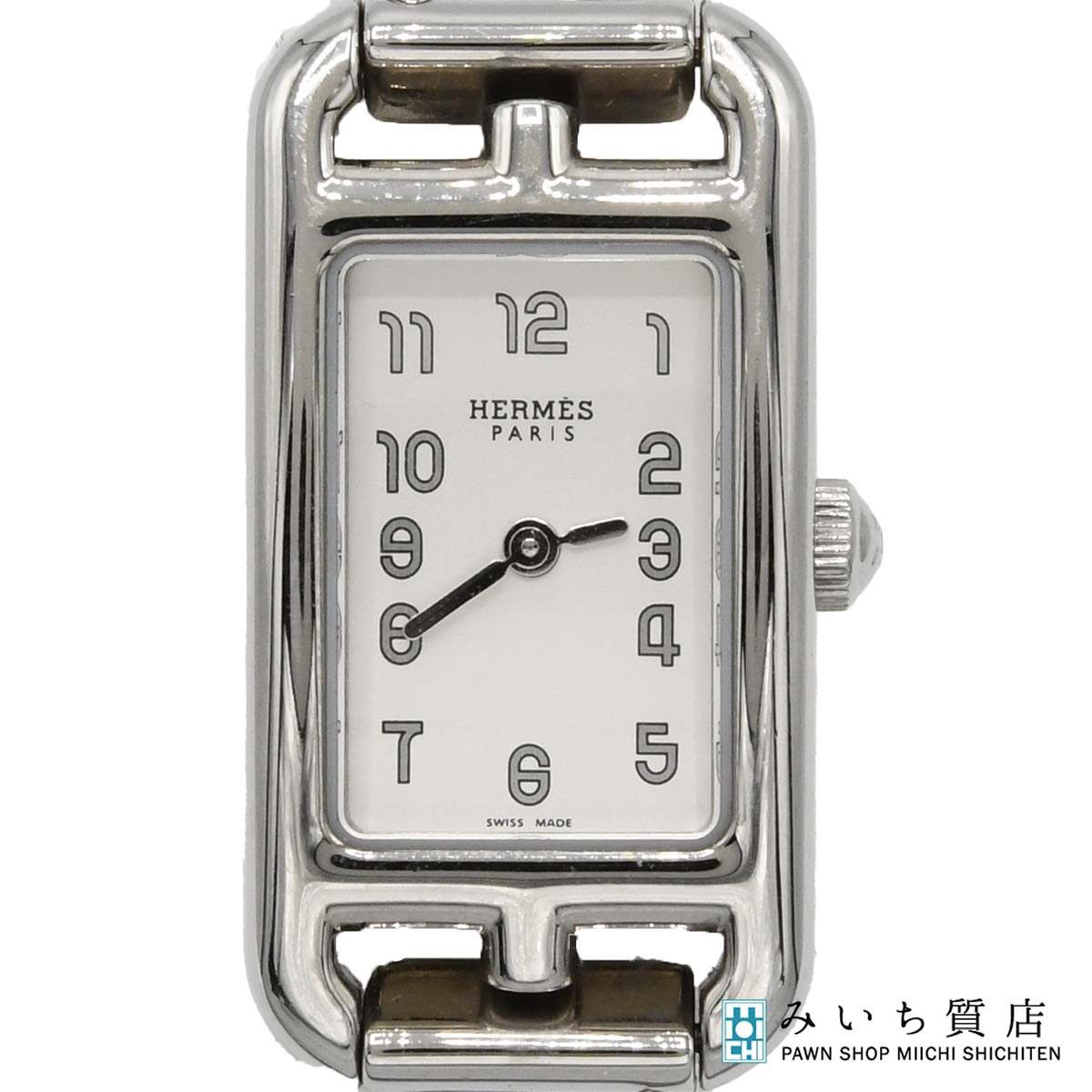 腕時計 稼働 HERMES エルメス NA 2.110 ナンタケット クォーツ シルバー色文字盤 25 k 645-3