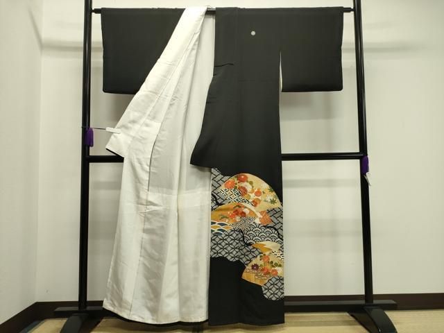 平和屋着物 創業460年 千總 黒留袖 駒刺繍 地紙重ね花文 金彩 正絹 gh