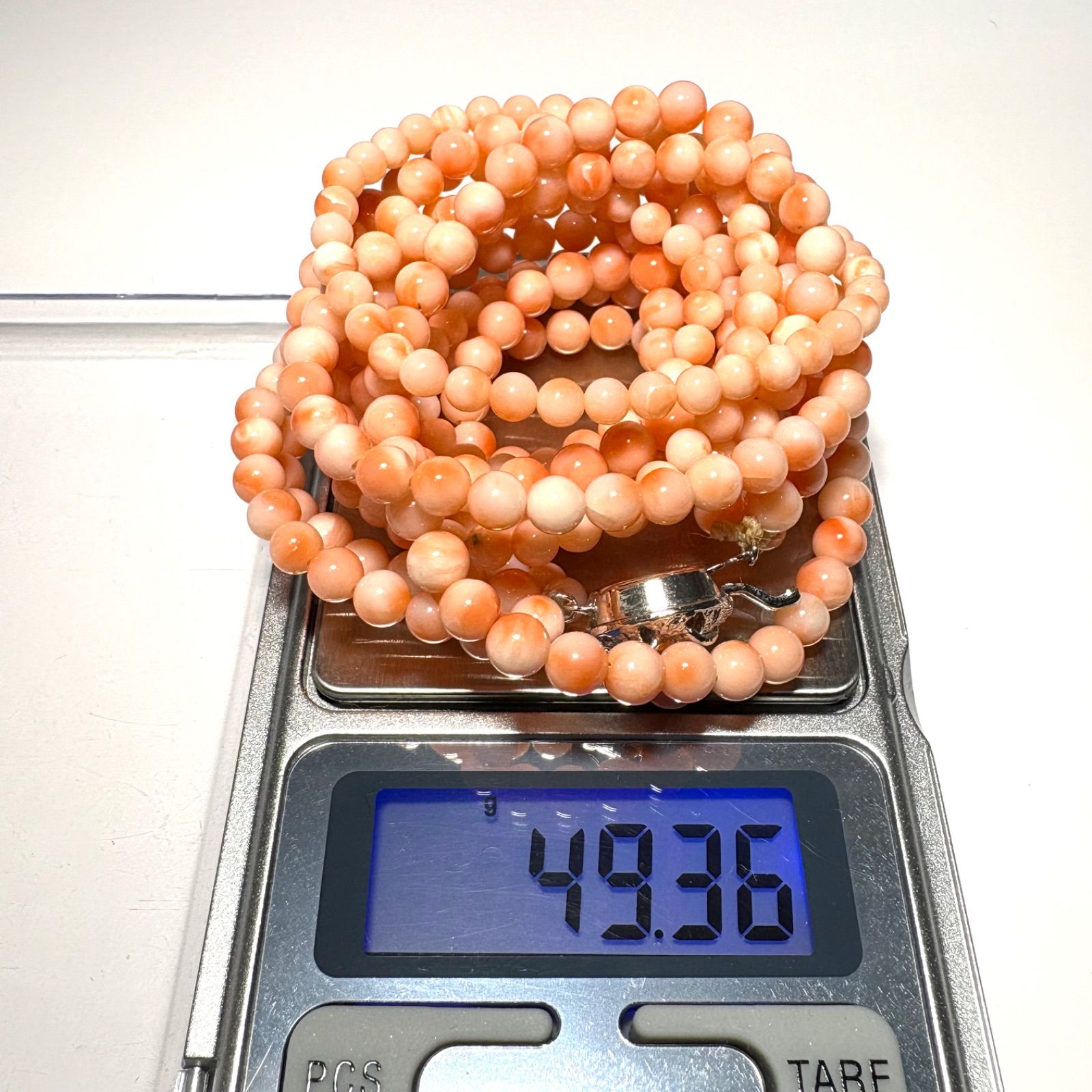 希少天然桃珊瑚 3連ネックレス 約52cm シルバー金具 - メルカリ