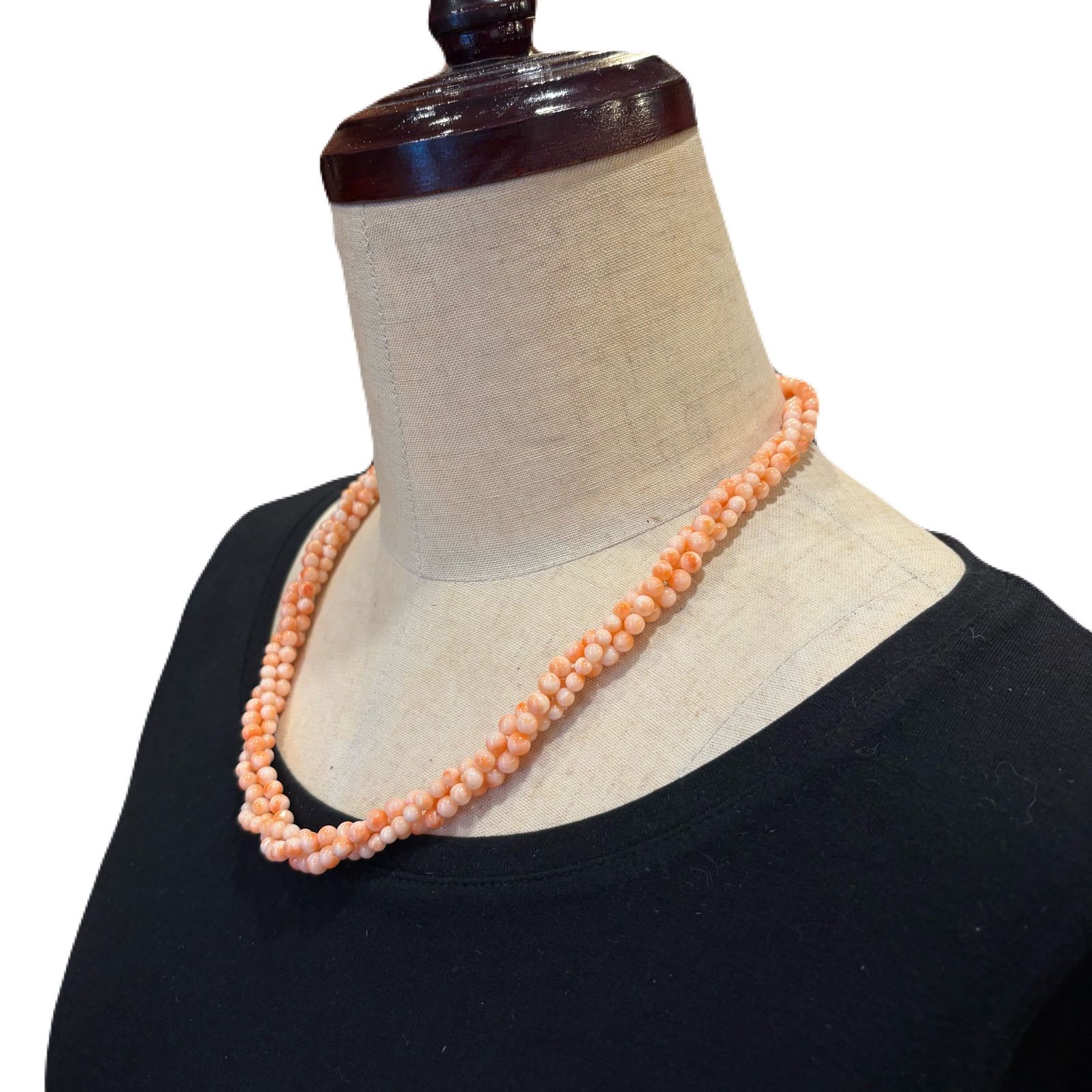 希少天然桃珊瑚 3連ネックレス 約52cm シルバー金具 - メルカリ