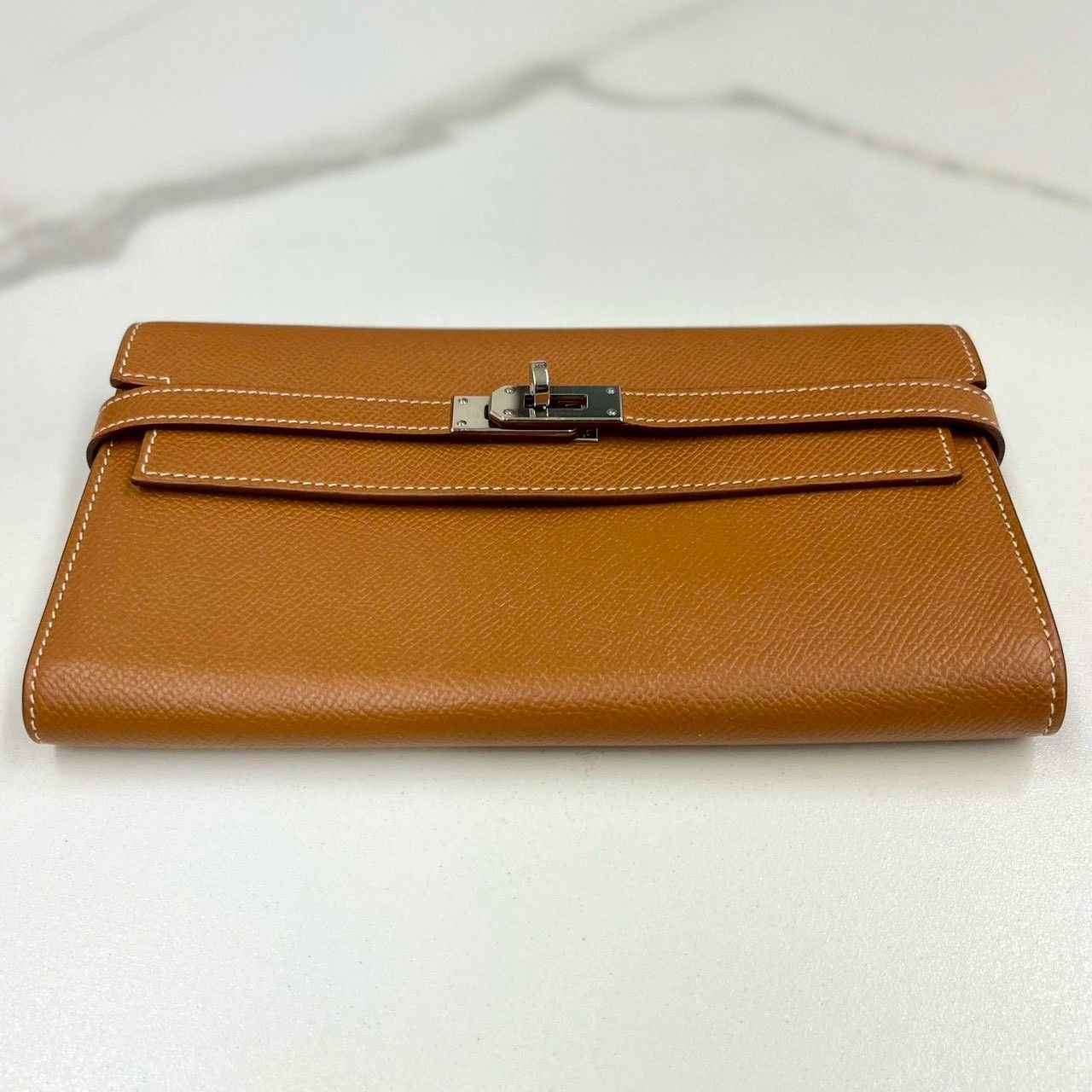 美品☆ エルメス ケリーウォレット エプソン ゴールド 長財布 A刻印 