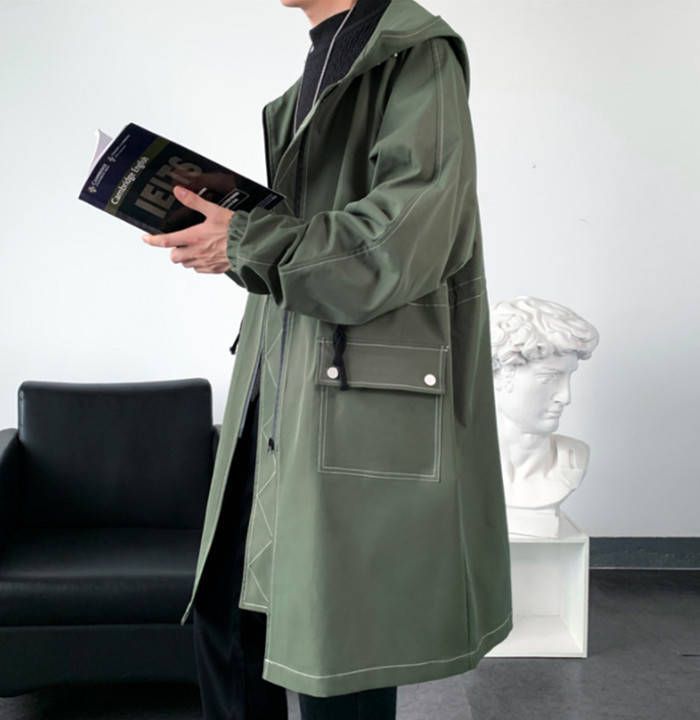 カジュアルコート スプリングコート メンズコート 無地 ミドル丈コート フード付きコート ゆったり トレンチコート ワークコート 秋冬