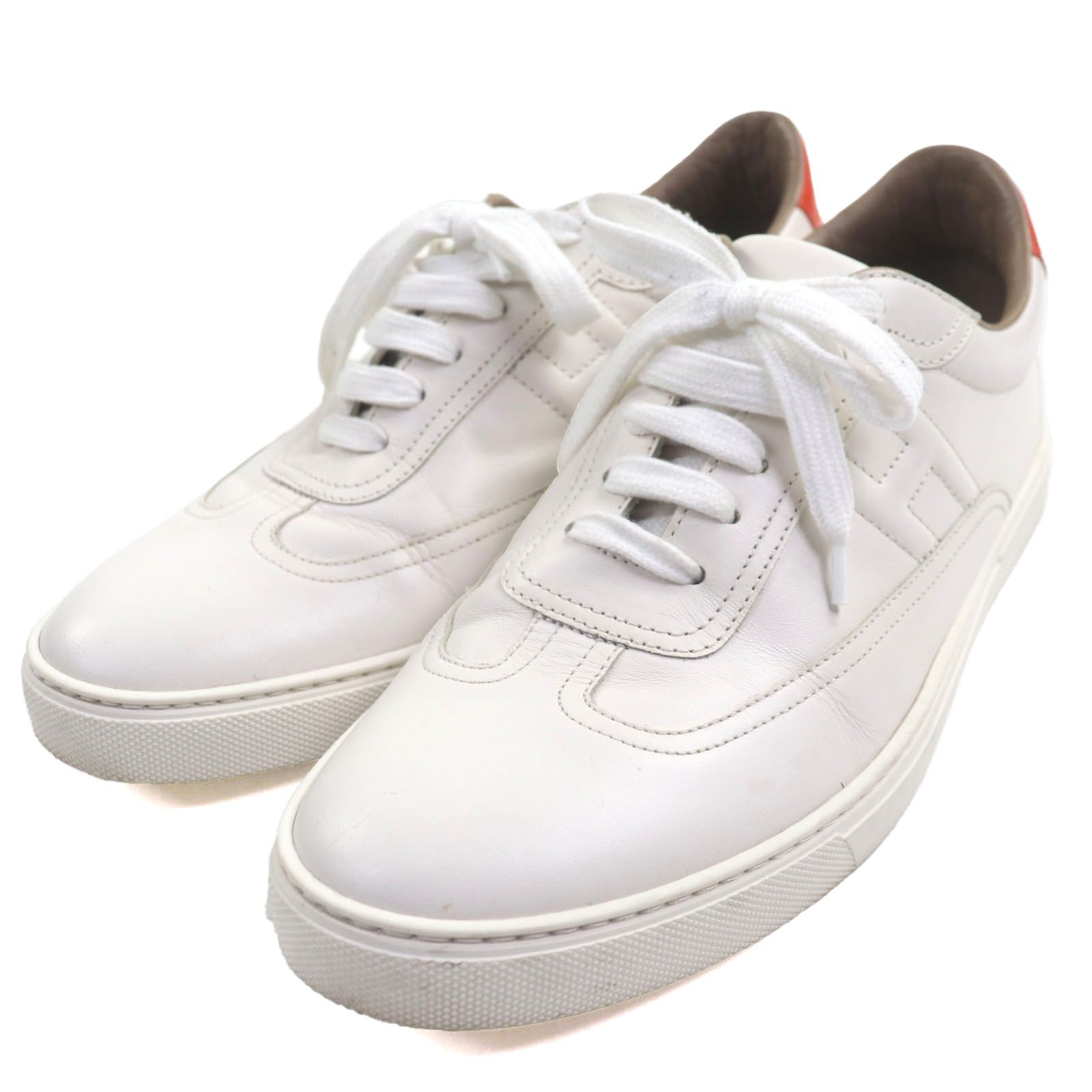 エルメス　スニーカー　サイズ41　メンズ　ホワイト　靴　Hロゴ　イタリア製 ドンドン見直し】美品▽HERMES エルメス クイッカー レザー Hロゴ