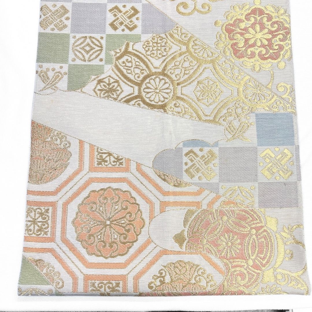 袋帯 川島織物 市松 華紋 七宝 金糸 着物 114b p ms - メルカリ