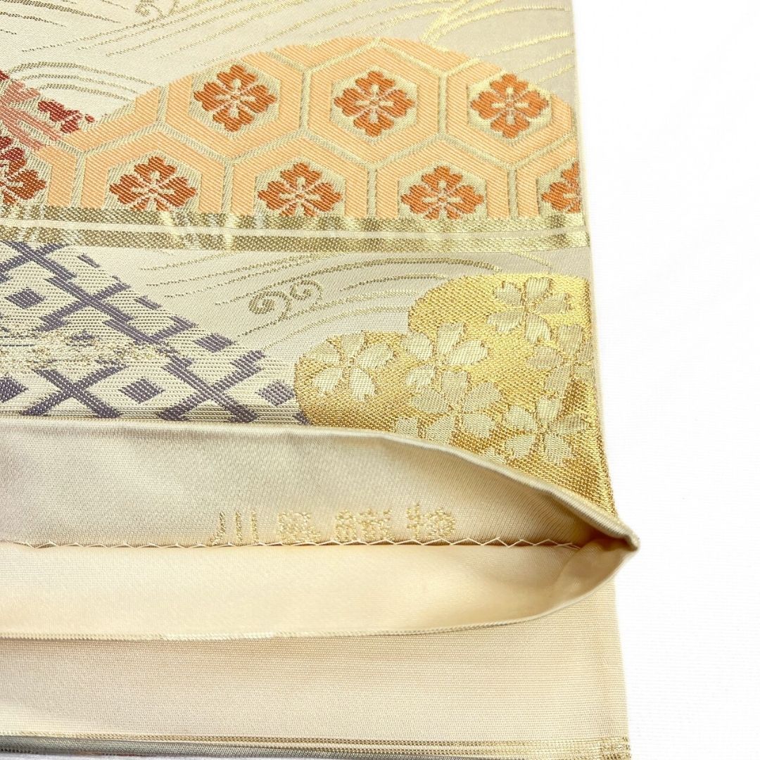 袋帯 川島織物 霞取 松川菱 花亀甲 花菱 金糸 着物 114b p ms - メルカリ