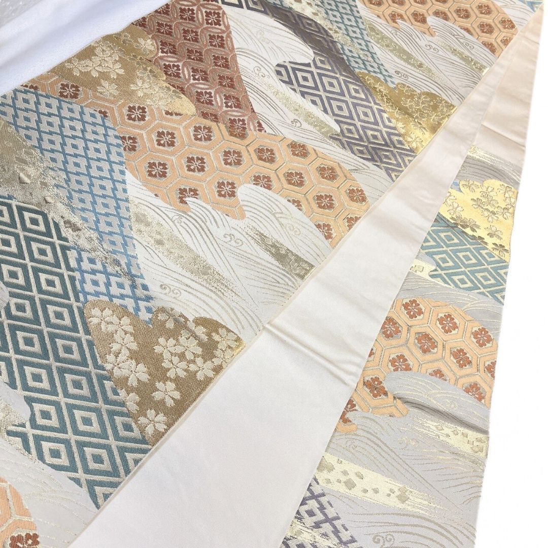 袋帯　亀甲　華紋　花菱　金糸　着物　044a p 袋帯 亀甲 華紋 花菱 金糸 着物 044a p 着物・浴衣