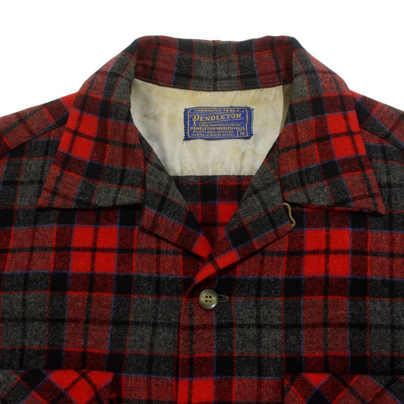 50s USA製 vintage PENDLETON チェック柄 ボードシャツ ウール