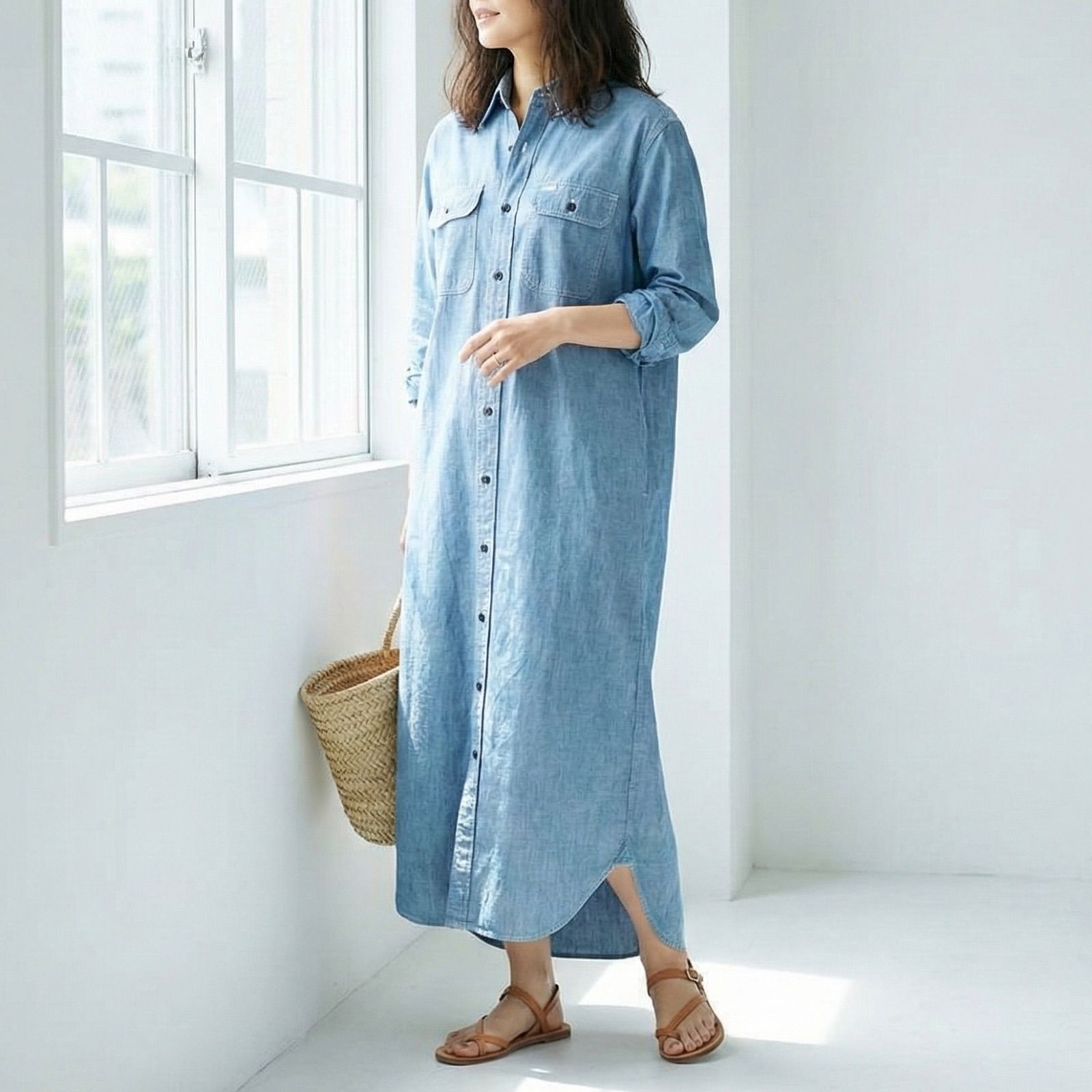 MADISON BLUE ハンプトンシャツワンピース シャンブレー ロング