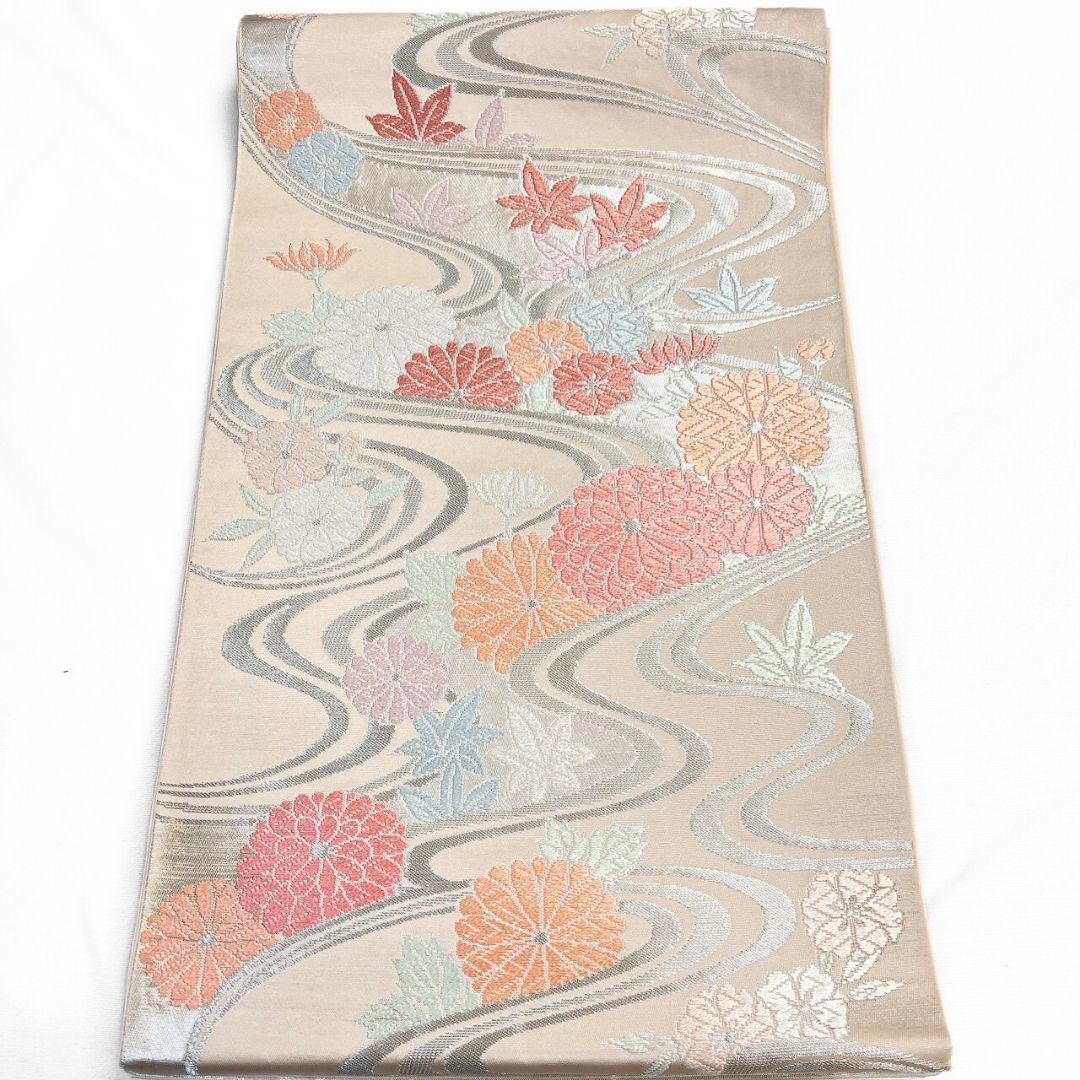 袋帯 川島織物 唐織 菊花 楓 流線 銀糸 着物 114b p ms - メルカリ