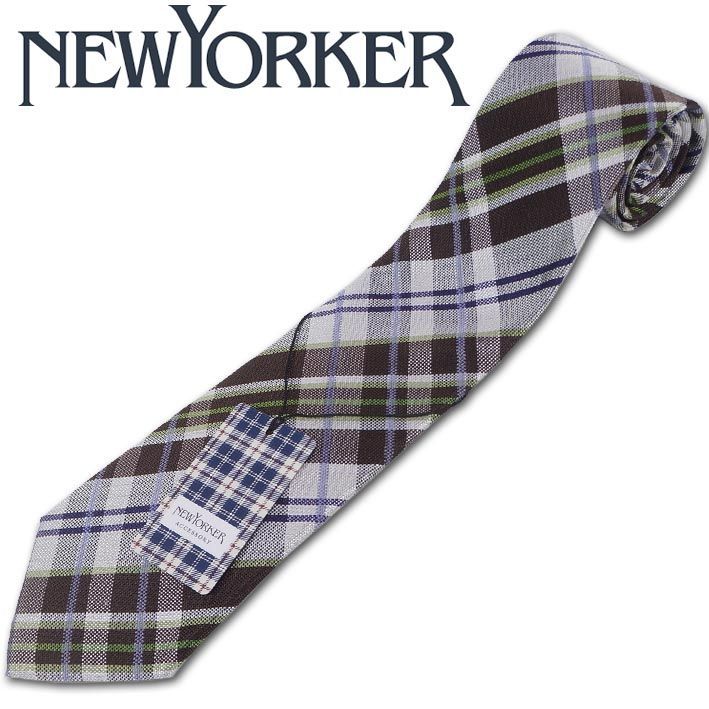 ニューヨーカー NEWYORKER シルク チェック柄 ネクタイ ブラウン系 メンズ 日本製 シルク１００％ 就職活動 リクルートスタイル プレゼント ギフト 無料ラッピング可能