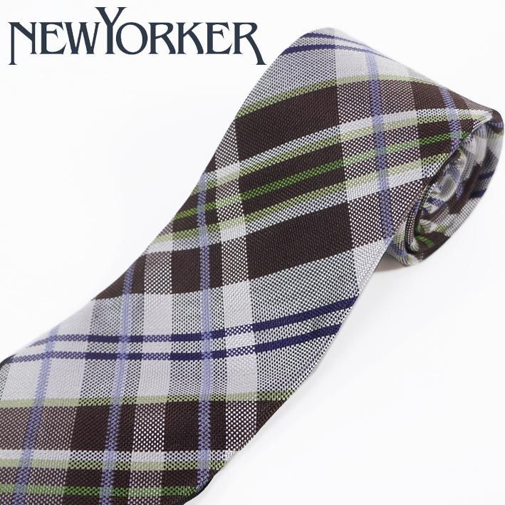 ニューヨーカー NEWYORKER シルク チェック柄 ネクタイ ブラウン系 メンズ 日本製 シルク１００％ 就職活動 リクルートスタイル プレゼント ギフト 無料ラッピング可能
