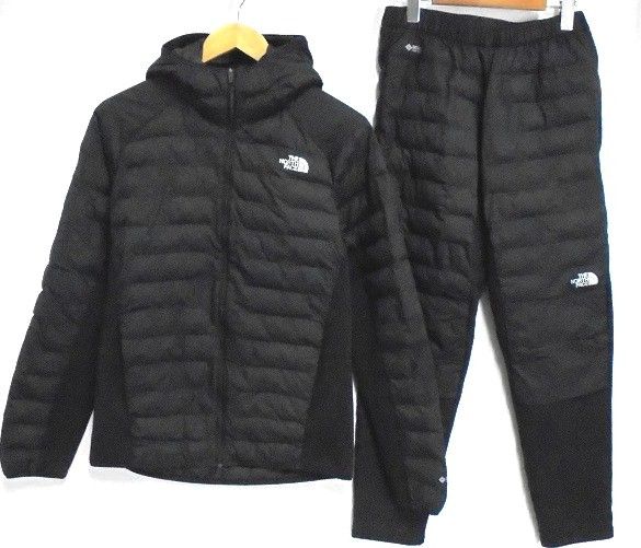 s 25 g-a 783 x THE NORTH FACE ﾉｰｽﾌｪｲｽ GORE-TEX ﾚｯﾄﾞﾗﾝ ﾌｰﾃﾞｨｰ ﾛﾝｸﾞﾊﾟﾝﾂ ｾｯﾄｱｯﾌﾟ 上下 中綿ｼﾞｬｹｯﾄ ｷﾙﾃｨﾝｸﾞ Lｻｲｽﾞ ﾌﾞﾗｯｸ