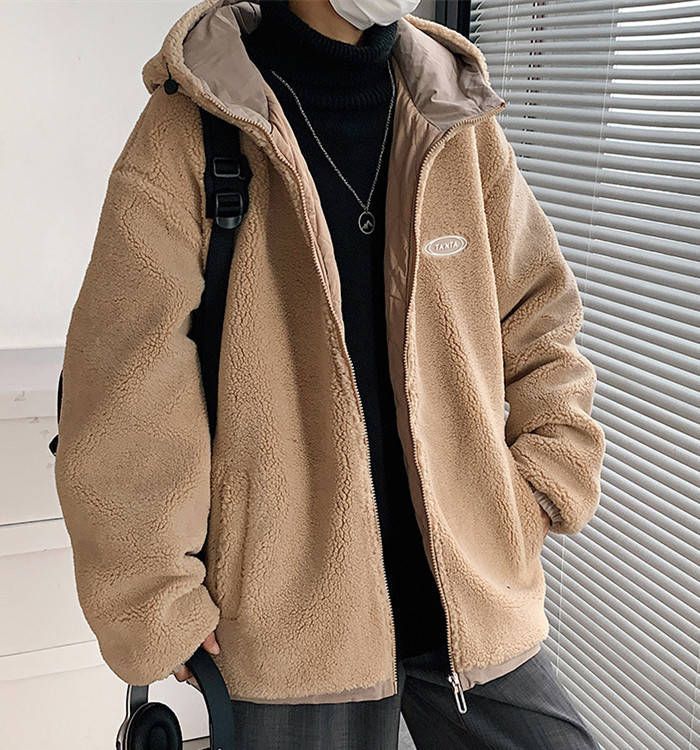 ムートンジャケット 中綿入り ショートコート メンズジャケット フード付き スタンドカラージャケット 立ち襟 厚地 カジュアルジャケット