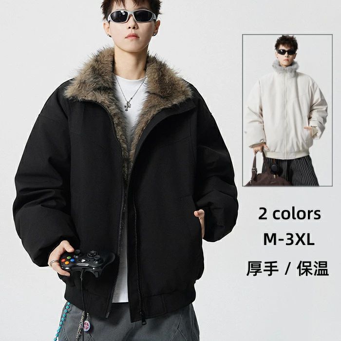 中綿ジャケット ショートコート ライダースジャケット ファーコート メンズジャケット 厚手 暖かい 毛皮コート 機車服 冬 アウター カジュ