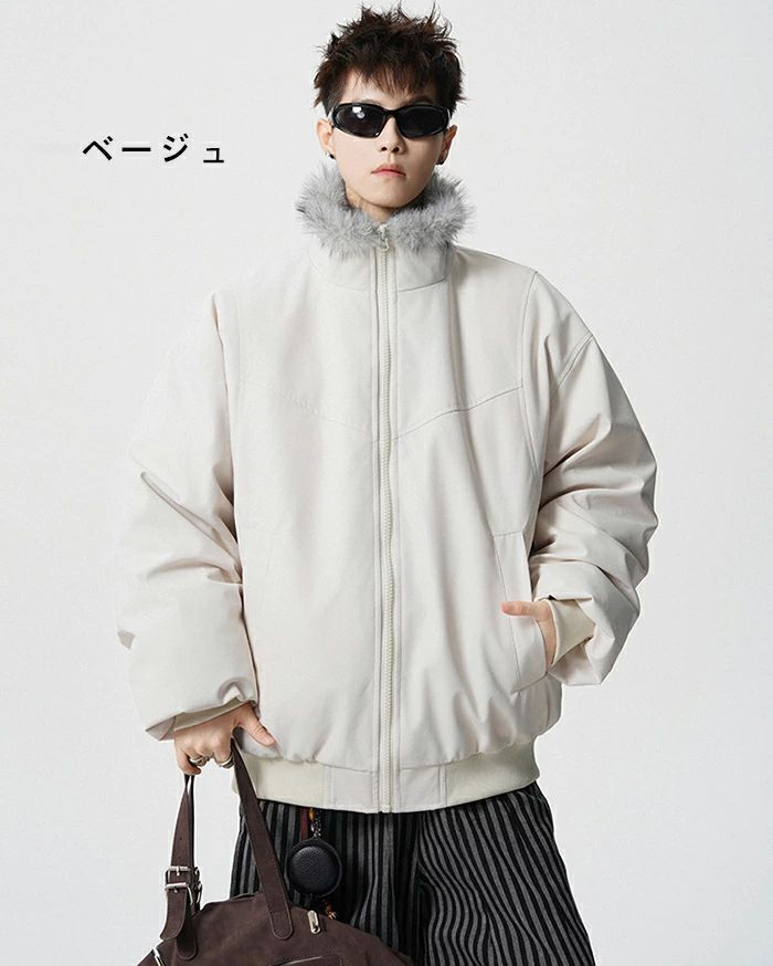 中綿ジャケット ショートコート ライダースジャケット ファーコート メンズジャケット 厚手 暖かい 毛皮コート 機車服 冬 アウター カジュ