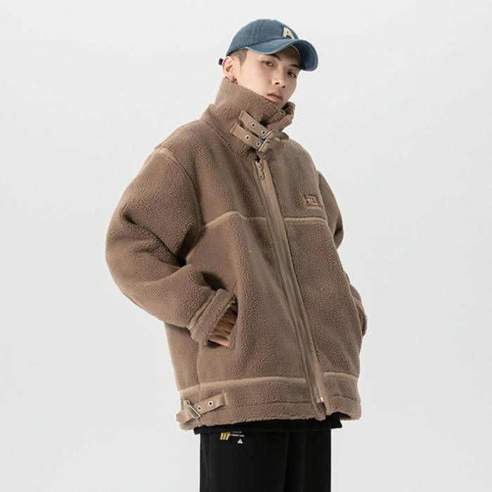 ムートンジャケット 厚手 ショートコート メンズジャケット スタンド ジャケット 立ち襟 ライダースジャケット 厚地 カジュアルジャケ